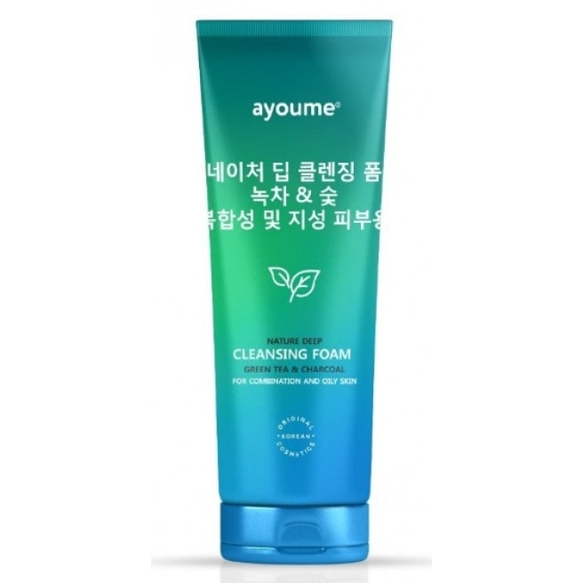 Ayoume Nature Deep Cleansing Foam Green Tea & Charcol-min