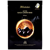 Тканевая антивозрастная маска для лица с чёрной икрой и пептидами JMsolution ACTIVE BLACK CAVIAR MASK 30 мл