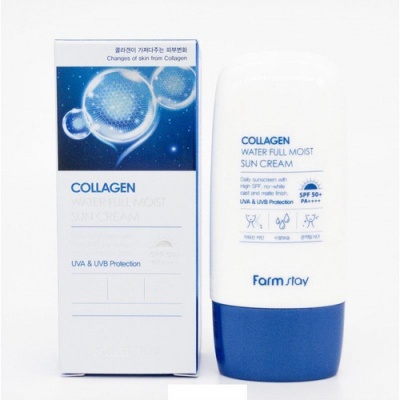 Солнцезащитный крем с коллагеном Глубокое увлажнение Farmstay Collagen Water Full Moist Sun Cream SPF50+, PA++++