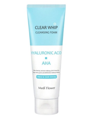 Пенка для умывания с гиалуроновой кислотой и AHA кислотами Medi Flower Hyaluronic Acid Whip Cleansing Foam