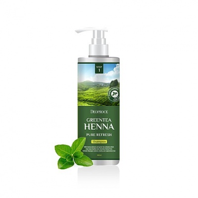 Шампунь для волос с зеленым чаем и хной Deoproce Shampoo Greentea Henna Pure Refresh