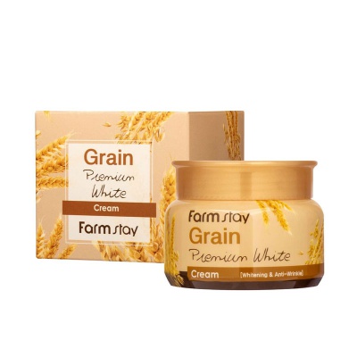 Крем для лица осветляющий с маслом ростков пшеницы Farmstay Grain Premium White Cream