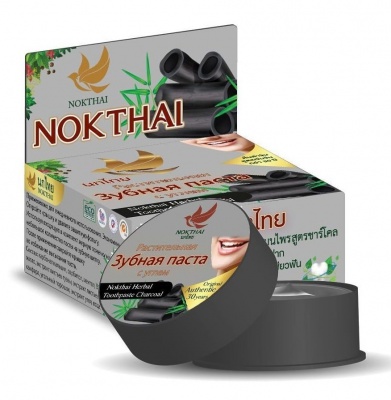 Тайская зубная паста с бамбуковым углем Nokthai Charcoal Herbal Toothpaste 25 гр.