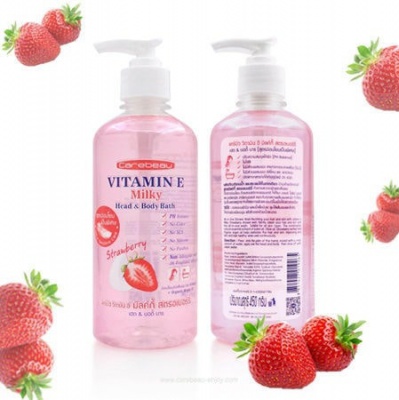Гель для душа и волос клубника Carebeau Vitamin E Milky Head and Body Wash Strawberry
