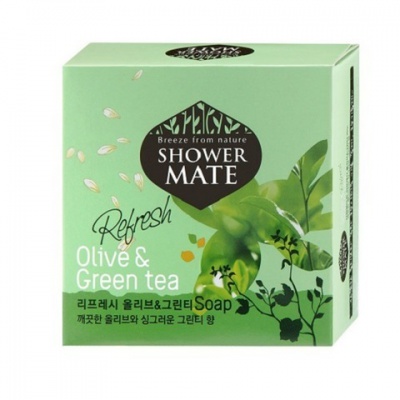 Мыло косметическое Оливки и Зеленый чай Kerasys Shower Mate Olive&Green Tea Soap