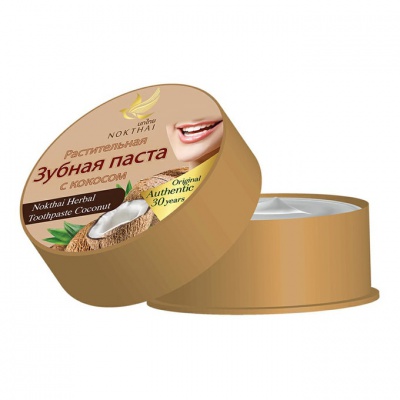 Тайская зубная паста с экстрактом кокоса Nokthai Coconut Herbal Toothpaste 25 гр