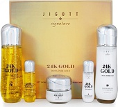 Набор для лица уходовый с частицами золота Jigott Signature 24K Gold Essential Skin Care 3Set